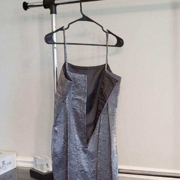 Handmade Satin Slip Dress Metallic Silver Boho Grunge Sz 4 - Picture 2 of 16